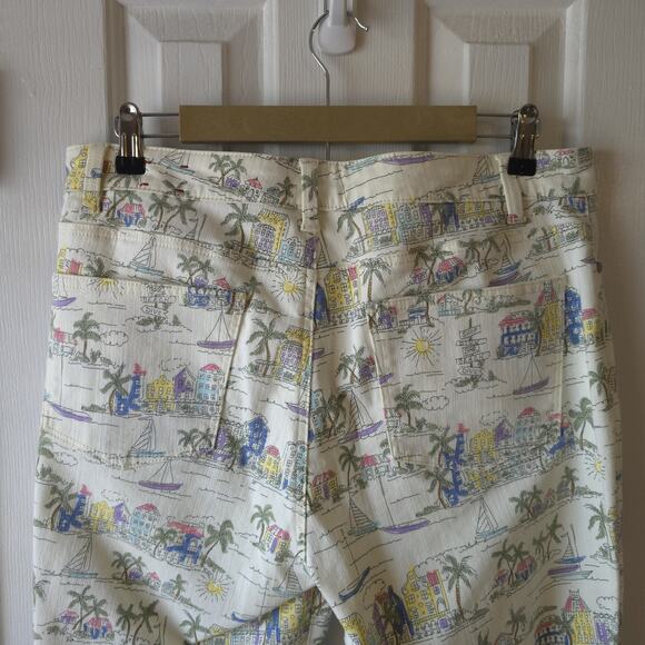 Talbots Island Print Crop Jeggings Sz 12 Tropical Beach Travel Pants - Picture 7 of 9